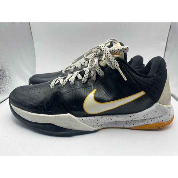 Nike Zoom Kobe 5 Del Sol Black Yellow Shoes Sneakers Mens Size 7.5 USED - Picture 2 of 9